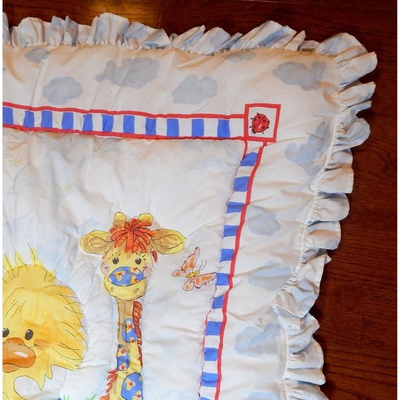 Little Suzys Zoo Baby Crib Quilt Duck Giraffe Bear Ruffled Edge Gerber - Picture 5 of 13